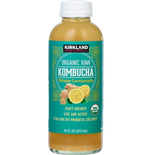 Kks Grocery Signature Organic Raw Kombucha, Ginger Lemonade, 16 Oz (8count), Green