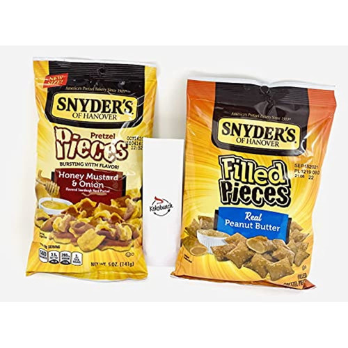 Snyders Of Hanover Pretzels Pieces Variety Bundle | Honey Mustard & Onion Sourdough Pretzel Bits & Real Peanut Butter Filled Pieces With Kokobunch Kit | 2 Pk - 5 Oz.