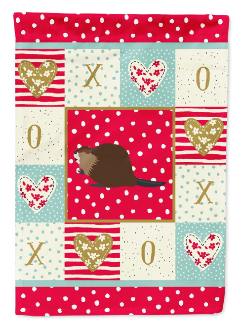 Caroline's Treasures Eurasian Beaver Love Garden Flag