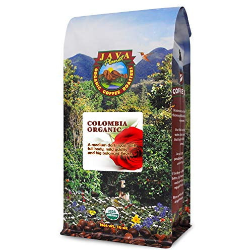 Java Planet, Organic Coffee Beans, Colombian Single Origin, Low Acid, Gourmet Medium Dark Roast Of Arabica Whole Bean Coffee, Certified Organic, Rainforest Alliance Certified, Non Gmo,1lb Bag