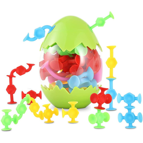 Suction Toys Bath Toy Set, 16 Pcs Slicone Sucker Toys For Kids, Fidget Sensory Toy, Window Toys With Storage