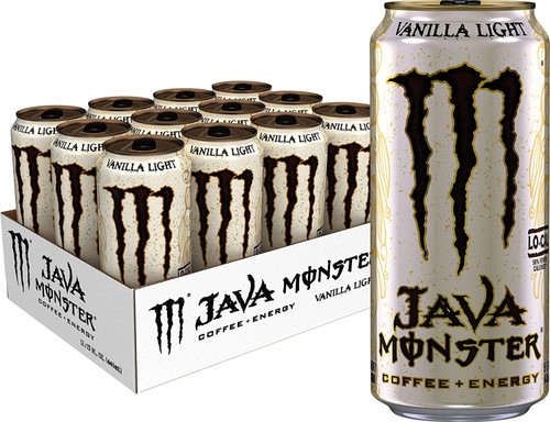 Monster Energy Java Monster Vanilla Light, Coffee + Energy Drink, 15 Ounce (pack Of 12)