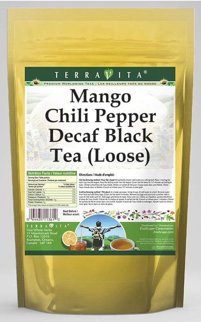 Terravita Mango Chili Pepper Decaf Black Tea, (mango Chili Pepper Decaf,loose Leaf Black Tea, 8 Oz, 1-pack, Zin: 545679)