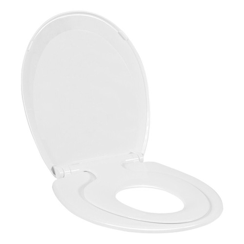 Gymax Toddlers & Adult Round Toilet Seat With Built-in Potty Training Seat Slow-close