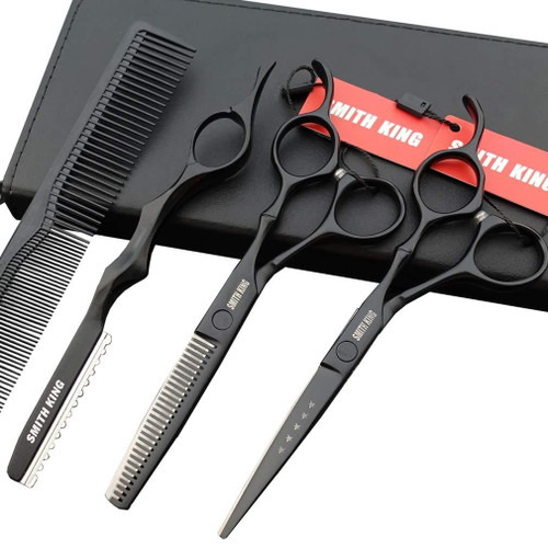6.0 Inches Professional Hair Cutting Thinning Scissors Set With Razor (black) 6.0 Inch Black
