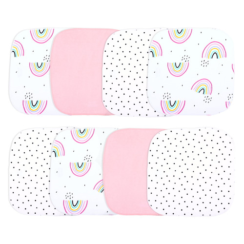 Little Star Organic Terry Cloth Wash Cloth, 8 Pack, Taste The Rainbow