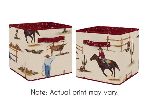 Wild West Cowboy Fabric Storage Cube By Sweet Jojo Designs