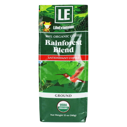 Life Extension - Ground Antioxidant Coffee 100% Organic Rainforest Blend - 12 Oz.