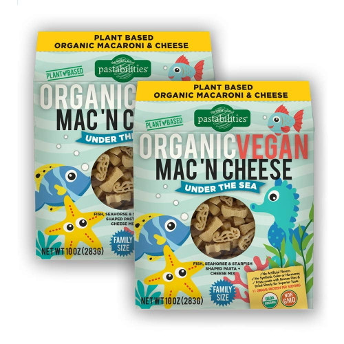 Pastabilities Vegan Organic Kids Under The Sea Fun Pasta Shapes Mac And Cheese, Non-gmo Wheat Pasta 10 Oz, 2 Pack