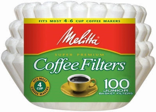 Melitta 4-6 Cup Jr. Basket Paper Coffee Filters White, 100 Count, 2 Pack
