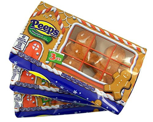 Peeps Gingerbread Flavored Marshmallow Gingerbread Men, 3 Count, Pack Of 3