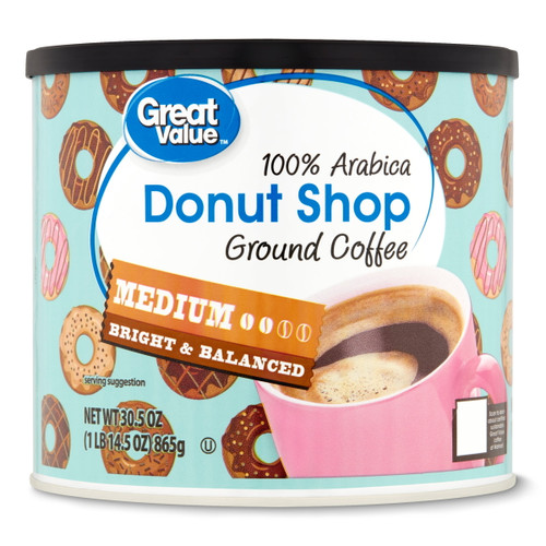 Great Value Donut Shop 100% Arabica Medium Ground Coffee, 30.5 Oz