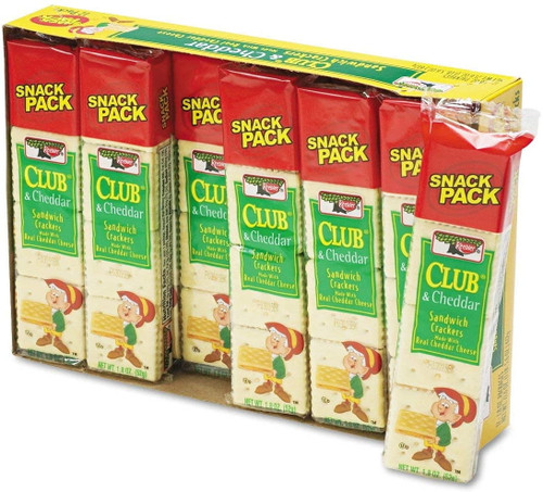 Keebler 21163 Sandwich Cracker, Club & Cheddar, 8 Cracker Snack Pack, 12/box