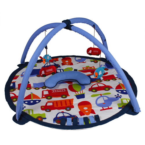 Bacati - Transportation Boys Activity Gym & Playmat, Blue/mutlicolor With Toys
