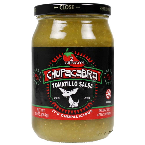 2 Gringos Chupacabra Salsa Verde 16 Oz Tomatillo Jalapenos Garlic Onion Single Bottle