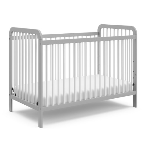 Storkcraft Pasadena 3-in-1 Convertible Baby Crib, Pebble Gray With White