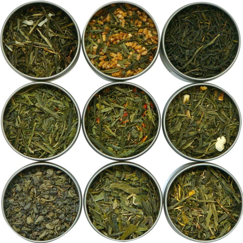 Heavenly Tea Leaves Assorted Green Tea Sampler Set, 9 Loose Leaf Green Teas