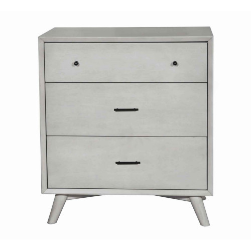 3 Drawer Mid Century Modern Wooden Chest With Splayed Legs, Small, Gray