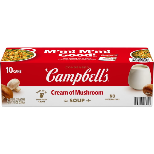 Campbell's Condensed Cream Of Mushroom Soup, 10.5 Ounce Cans  (pack Of 10)
