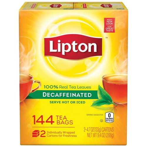 Lipton Black Tea, Decaffeinated, Tea Bags 144 Ct