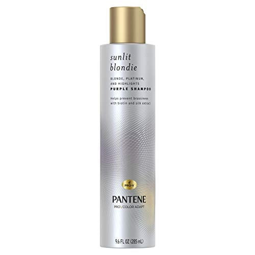 Pantene Sunlit Blondie Purple Shampoo, For Color Treated Hair, With Biotin And Silk Extract, 9.6 Fl Oz