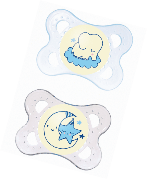 Mam Night Orthodontic Pacifier, Boy, 0-6 Plus Months, 2-count