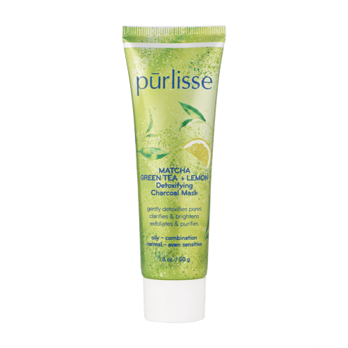 Purlisse Matcha Green Tea + Lemon Detoxifying Charcoal Mask: Cruelty-free & Clean, Paraben & Sulfate-free, Citrus Brightens, White Clay Tightens Pores| 1.8oz