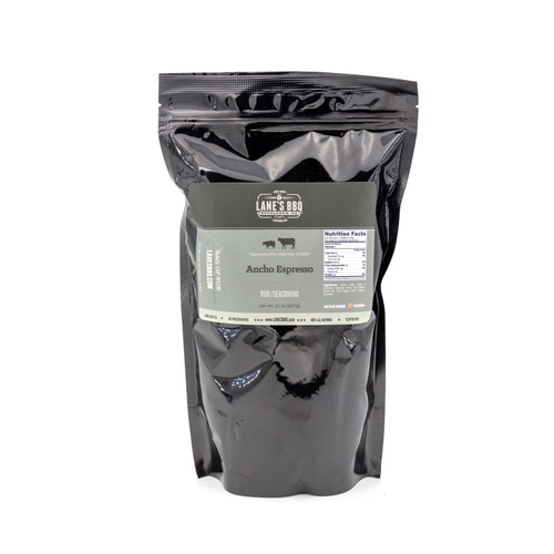 Lane's Bbq Ancho Espresso Rub | All Natural Bbq Rub For Pulled Pork, Pork Butt, Ribs, Steak, Brisket | Gluten-free | No Preservatives | Great Coffee Flavor | Handcrafted In The Usa | 2lb Bag