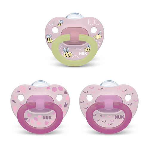 Nuk Orthodontic Pacifier Value Pack, Girl, 0-6 Months, 3-pack