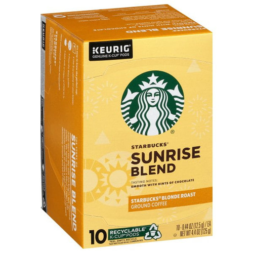 Starbucks Sunrise Blend Coffee K-cup Pods | Blonde Roast Coffee Pods For Keurig Brewers | 1 Box (10 Pods)