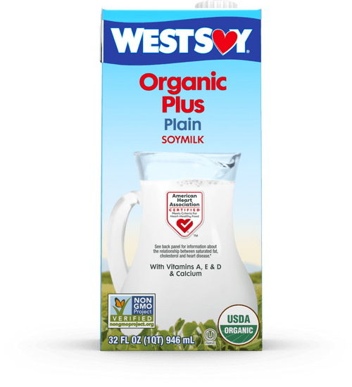 Westsoy Organic Plus Plain Soymilk, 32 Fl Oz