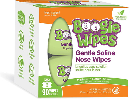 Boogie Wipes, Wet Wipes For Baby And Kids, Nose, Face, Hand And Body, Soft And Sensitive Tissue Made With Natural Saline, Aloe, Chamomile And Vitamin E, Fresh Scent, 90 Count