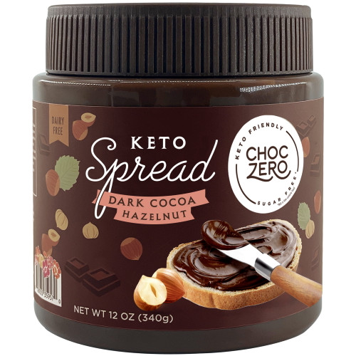 Vegan Cocoa Hazelnut Spread By Choczero - Keto Friendly, Sugar Free Dessert And Keto Bread Topping - Low Carb Chocolate (1 Jar, 12 Oz)