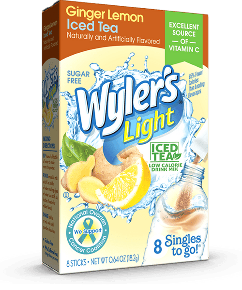 Wyler's Light Ginger Lemon Iced Tea, Singles To Go Powder Packets, Water Drink Mix, (pack Of 12)