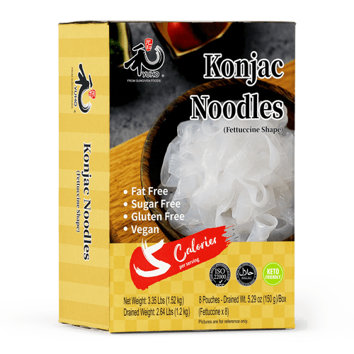 Yuho Shirataki Konjac Fettuccine Noodles, 8 Pack Inside Noodles, Vegan, Gluten-free, Fat-free, Keto Friendly, Low Carbs 53.61 Oz (1520g)