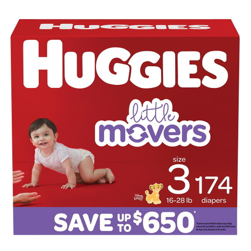 Huggies Little Movers Baby Diapers, Size 3 (seven To 12 Months), 174 Pieces