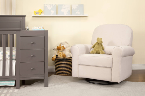 Davinci Ruby Recliner And Swivel Glider In Cream With Cream Piping