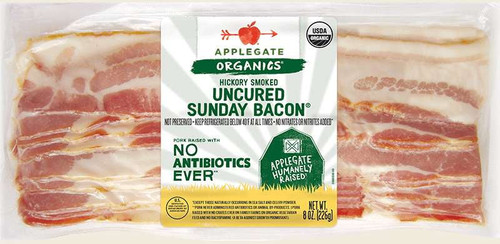 Applegate Organics Hickory Smoked Uncured Sunday Bacon, 8oz (pack Of 12)