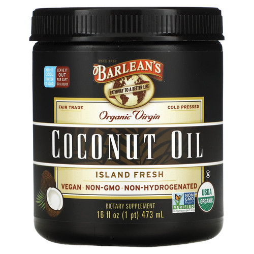 Organic Virgin Coconut Oil, Island Fresh, 16 Fl Oz (473 Ml), Barlean's