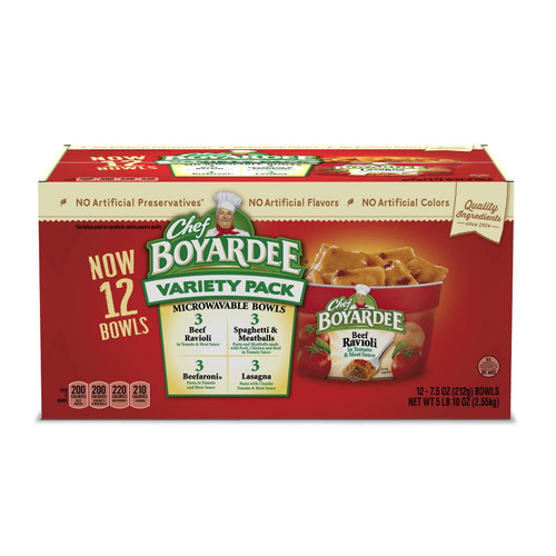Product Of Chef Boyardee Microwavable Bowls Variety Pack 7.5 Oz 12 Count