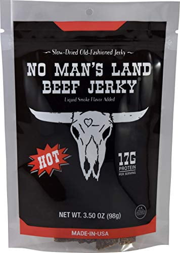 No Man's Land Hot Beef Jerky High Protein Low Calorie Low Carb Beef Snack 3.5oz Bag