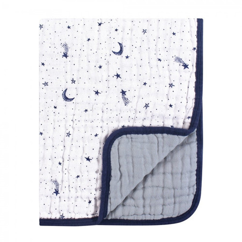 Yoga Sprout Baby Cotton Muslin Tranquility Quilt Blanket, Moon, One Size