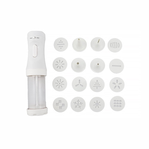 Cookie Press Gun Cookie Maker Kit Electric Cookie Decorating Tool With 12 Discs And 4 Icing Tips