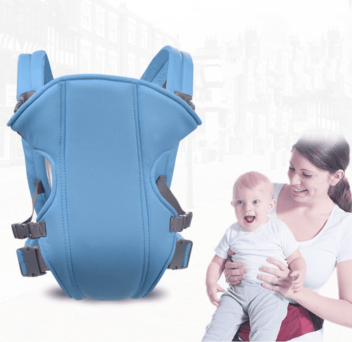 Baby Carrier With Adjustable Sling, Baby Wrap Carrier With Hood, Soft & Breathable Backpack Front And Back For Infants To Toddlers Up To 33lbs - Blue