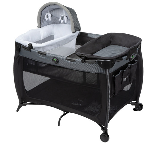 Monbebe Flex Deluxe Portable Playard With Bassinet/changer, Pinstripe
