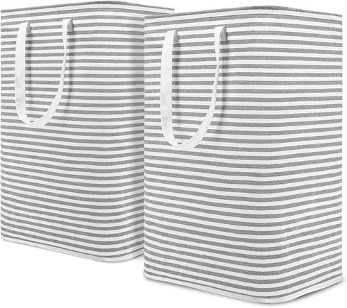 Happylost 2pack 77l Freestanding Laundry Basket With Handle, Collapsible Large Cotton Storage Basket For Clothes,gray