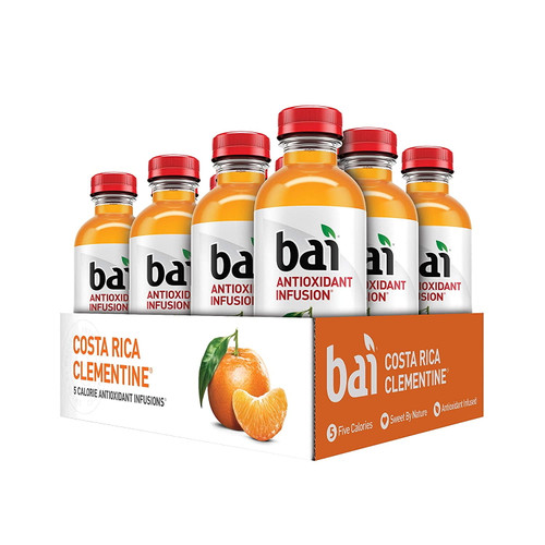 Bai Flavored Water, Costa Rica Clementine, Antioxidant Infused Drinks, 18 Fluid Ounce Bottles, 12 Count