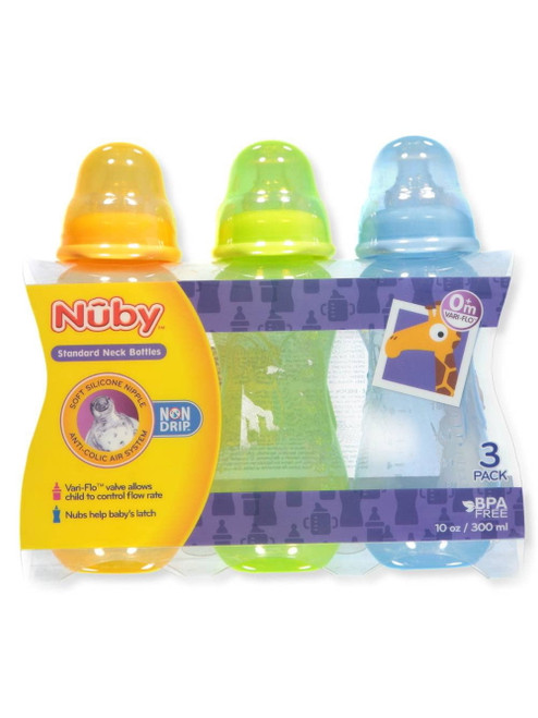 Nuby 3-pack Bottles (10 Oz.) - Blue/orange/lime, One Size