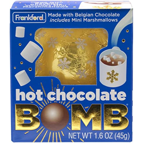 Frankford The Original Hot Chocolate Ball With Mini Marshmallows Inside, Melting Belgian Milk Chocolate, Holiday Gift And Stocking Stuffer, 1.6 Ounce