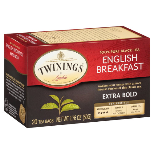 Twinings Of London English Breakfast Extra Bold 100% Pure Black Tea Bags, 20 Count